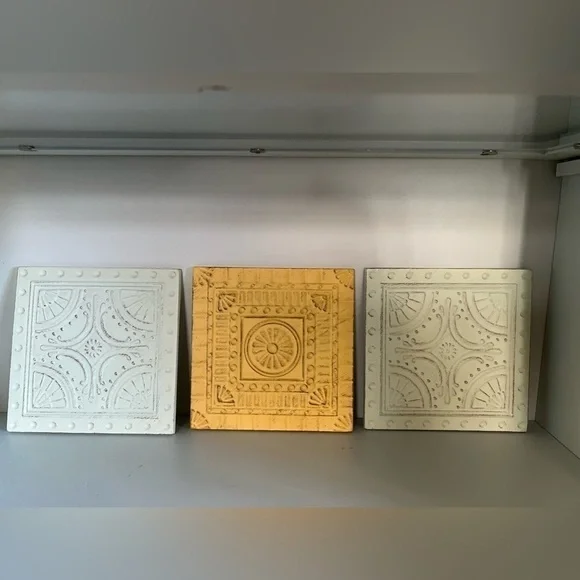 (3) 6x6” tin panels farmhouse decor - Picture 2 of 3